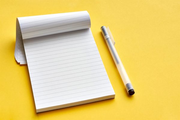 Top view of blank open notebook page with lines and transparent Top view of blank open notebook page with lines and transparent